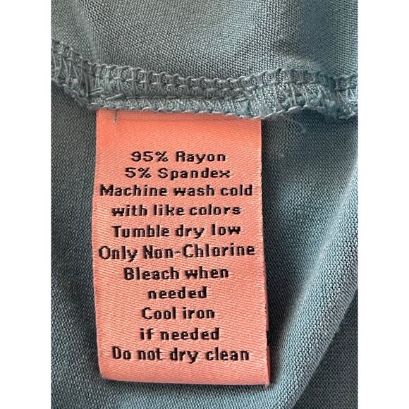 Juicy Couture Turquoise Faux Wrap Midi Dress Knit Ruffle Asymmetric Hem Sz MED - Picture 8 of 8